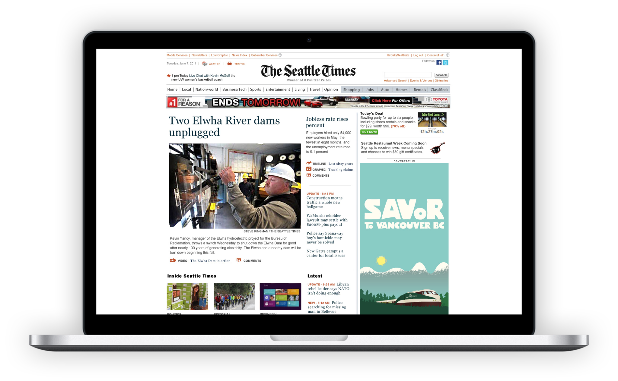 The Seattle Times homepage redesign in 2011 Angela Giese